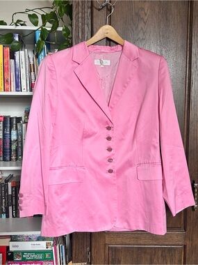 Escada Bubblegum Pink Button-Front Blazer Jacket